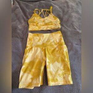 All in Motion Yellow Biker Shorts and Bra for Athleisure